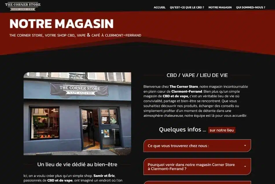 Page qui sommes-nous The Corner Store Cas client : création site vitrine The Corner Store