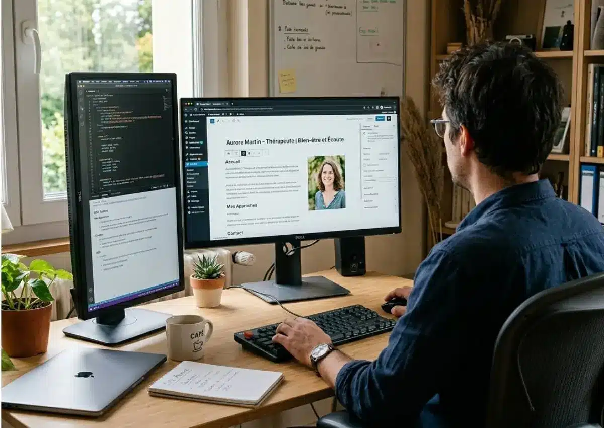 Webmaster travaillant sur la création de site indépendant à Clermont-Ferrand pour une thérapeute